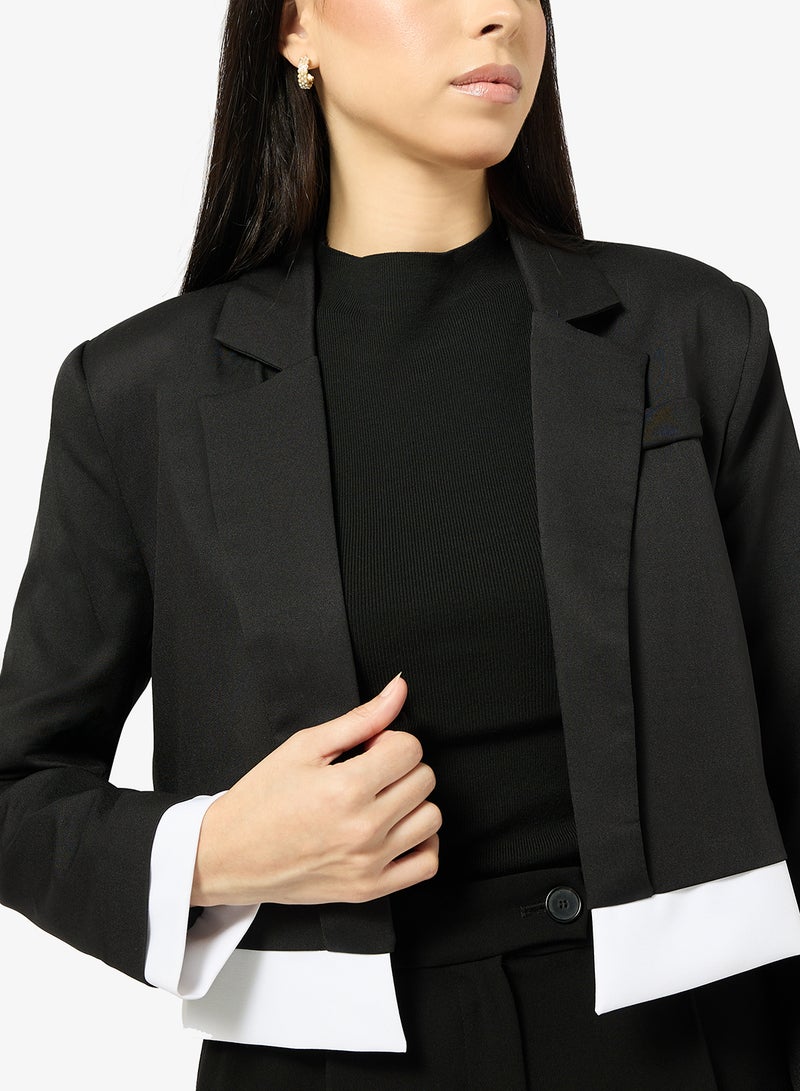ELLA Cropped Blazer With Contrast Trim - Image 3